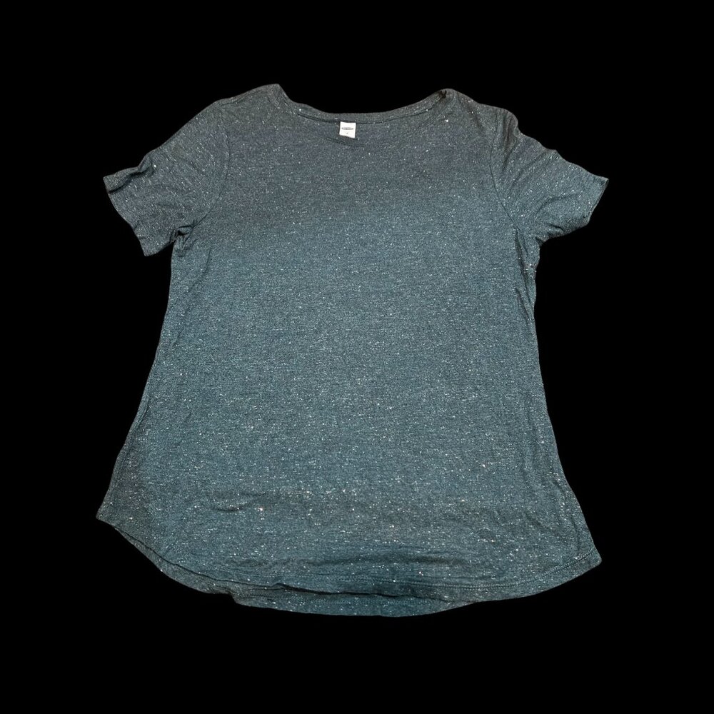 Old Navy Teal Sparkle Scoop Neck Tee – Size Medium – Short Sleeve Casual
